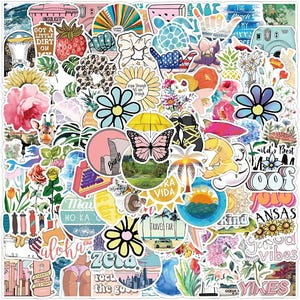 100pcs VSCO Cute Aesthetic Preppy Stickers For Laptop Luggage Removable Decal Vinyl Skateboard Water Bottle Gift Fun Hydro Flask Girls Fun