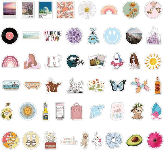 100 Pcs Preppy Stickers Pink Stickers Pack, Aesthetic Stickers