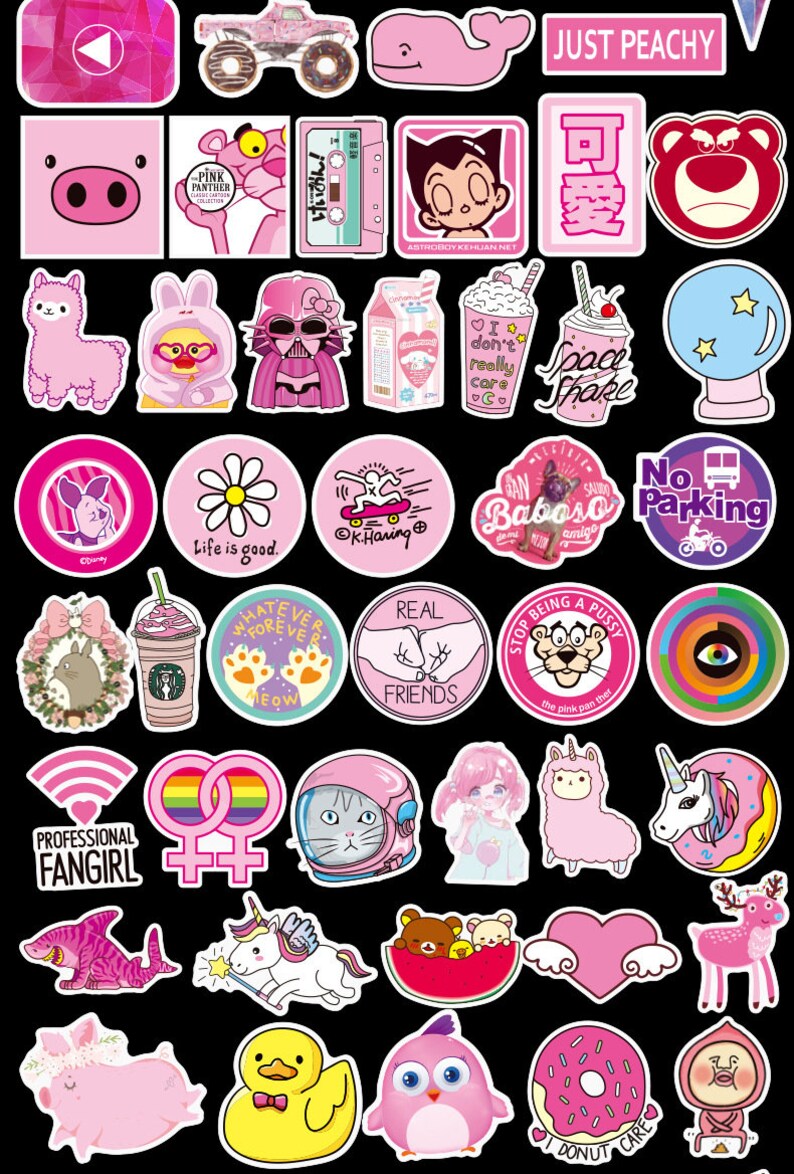 50pcs VSCO Pink Stickers Cute Vinyl Bomb Pack Graffiti Laptop - Etsy
