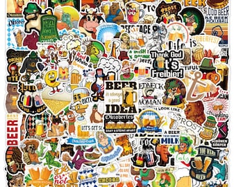 100pcs Funny Beer Alcohol Love Stickers Laptop Luggage Decal Removable Vinyl Tide Troll Skateboard Helmet Bottle Notebook Gift Fun Cartoon