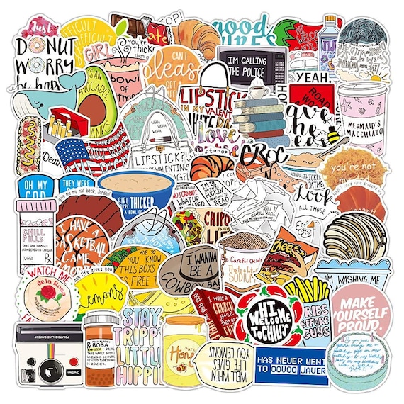 Boho Aesthetic Stickers (50 Pcs), Cute Bohemian Vinyl Decal, Waterp