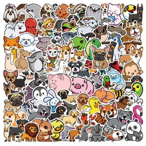100pcs Cute Animal Stickers For Kids Children Baby Laptop Luggage Decal Removable Vinyl Tide Skateboard Bottle Cup Notebook Gift Fun Cartoon