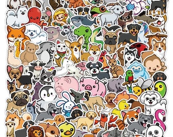 100pcs Cute Animal Stickers For Kids Children Baby Laptop Luggage Decal Removable Vinyl Tide Skateboard Bottle Cup Notebook Gift Fun Cartoon