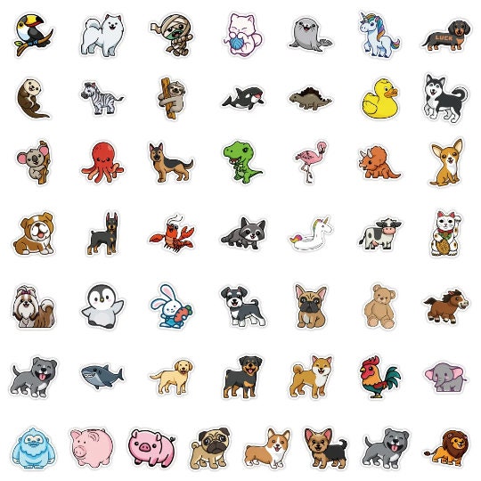 100pcs Cute Animal Stickers for Kids Children Baby Laptop Luggage Decal ...