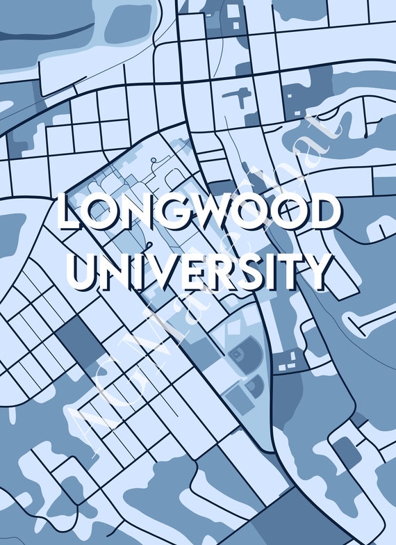 Longwood University Campus Map Print Digital Download  Etsy