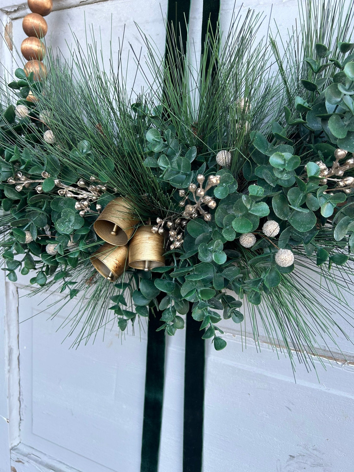 Emerald Green and Gold Bead Hoop Wreath for Front Door Etsy