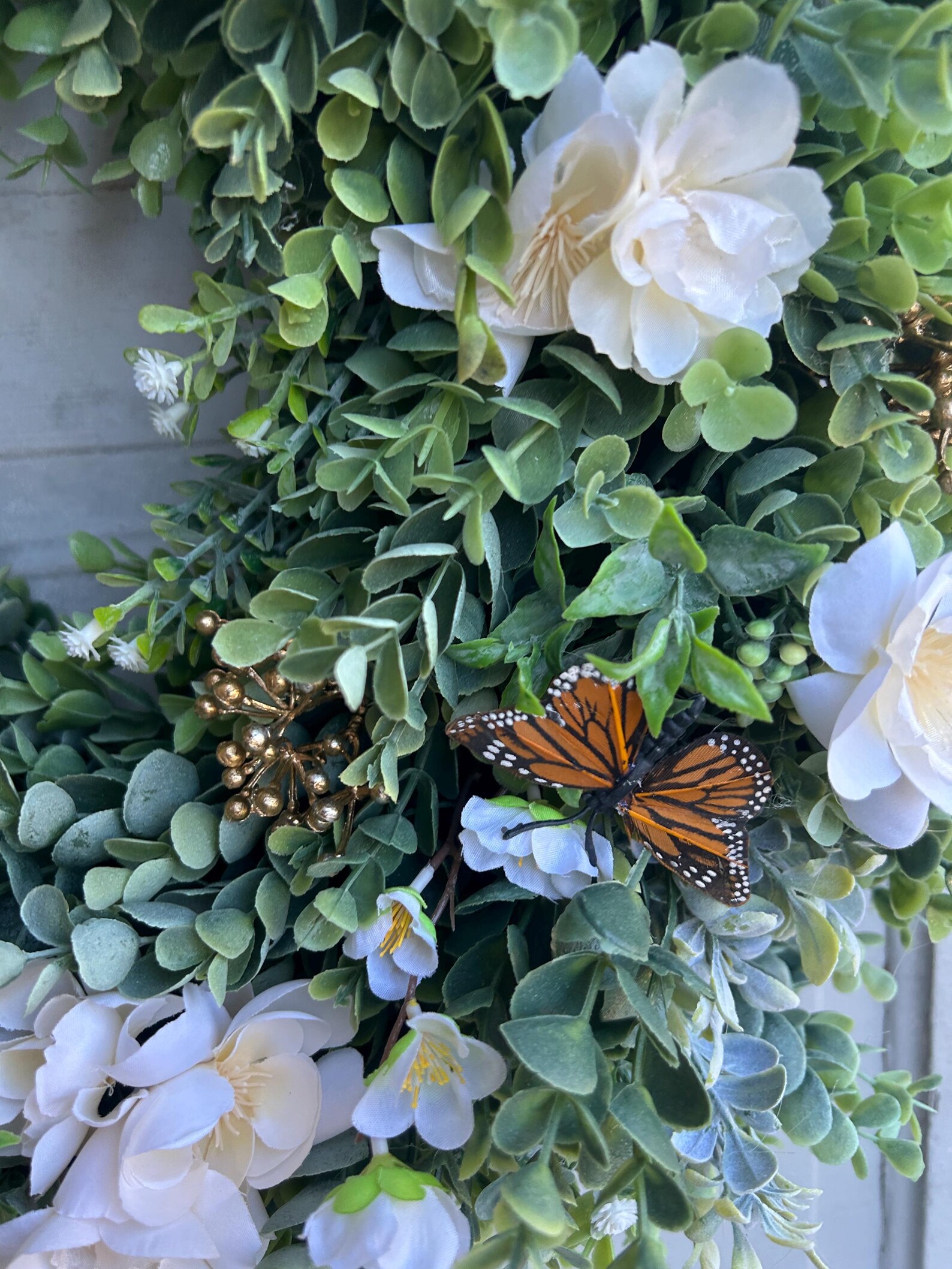Butterfly Boxwood Pattern Butterfly Boxwood Wreath for Front Door, Gold Butterfly Wreath ...