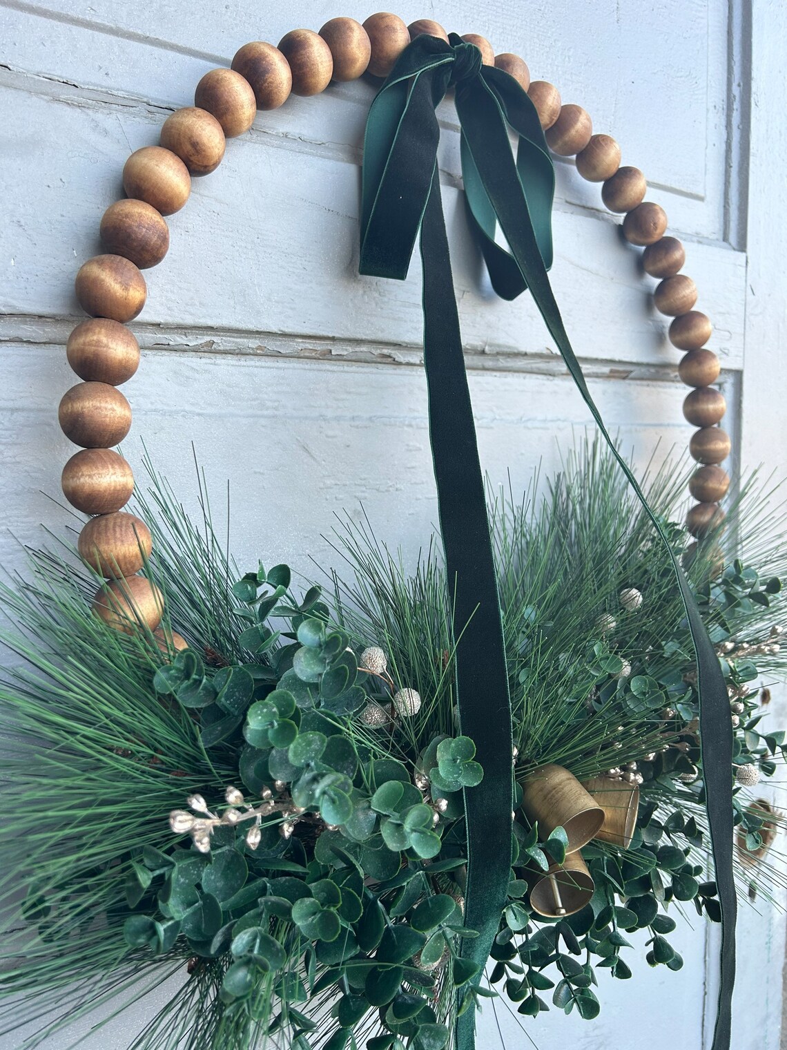 Emerald Green and Gold Bead Hoop Wreath for Front Door Etsy