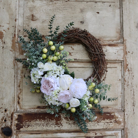 Summer Floral Wreath for Front Door White Flowers Wreath Etsy
