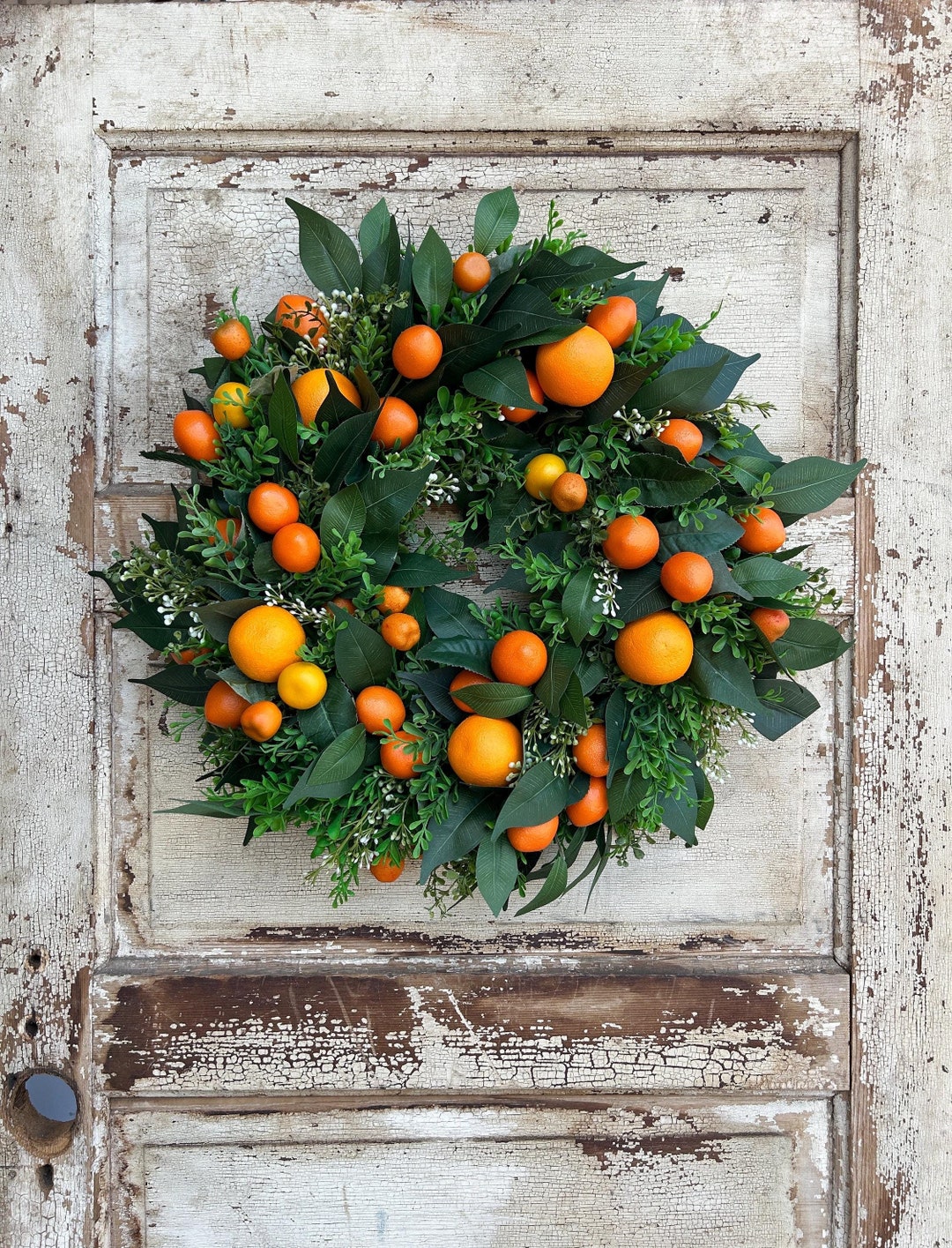 Orange Wreath for Front Door, Wreath With Oranges, Modern Farmhouse ...