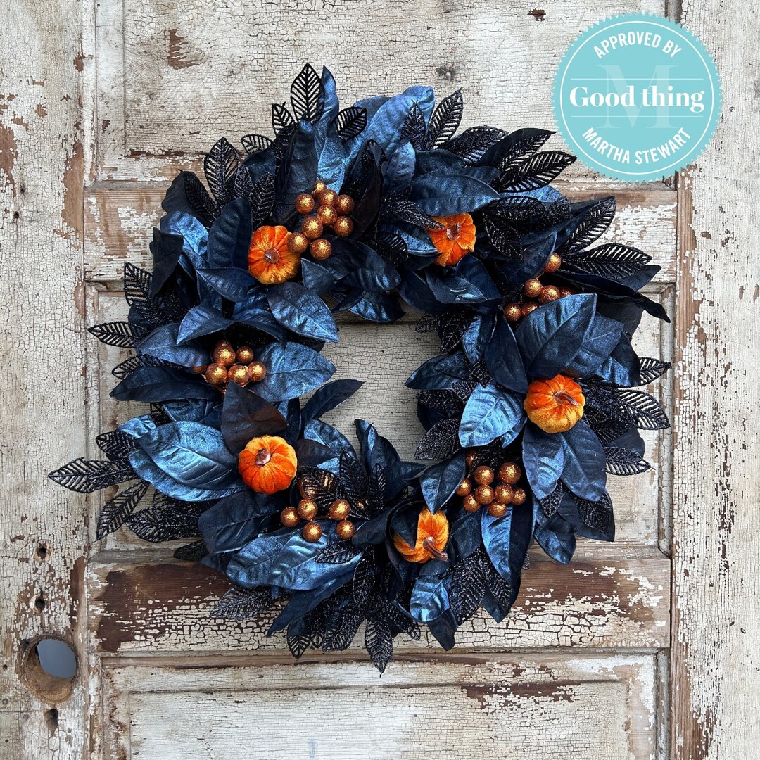 Black and Orange Halloween Wreath for Front Door Orange - Etsy