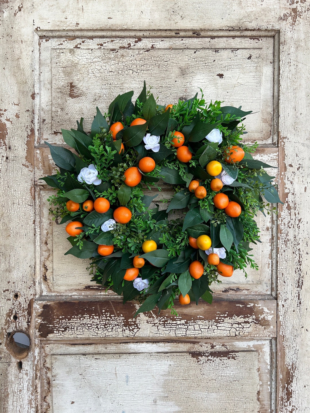 Orange Wreath for Front Door, Wreath With Oranges, Modern Farmhouse ...
