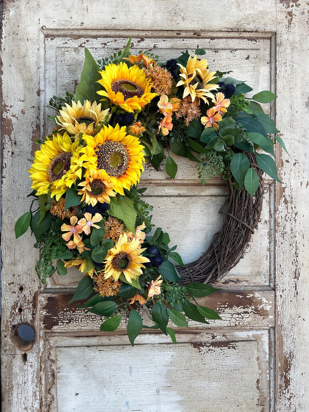 Yellow Sunflower Wreath for Front Door Summer and Fall Wreath - Etsy