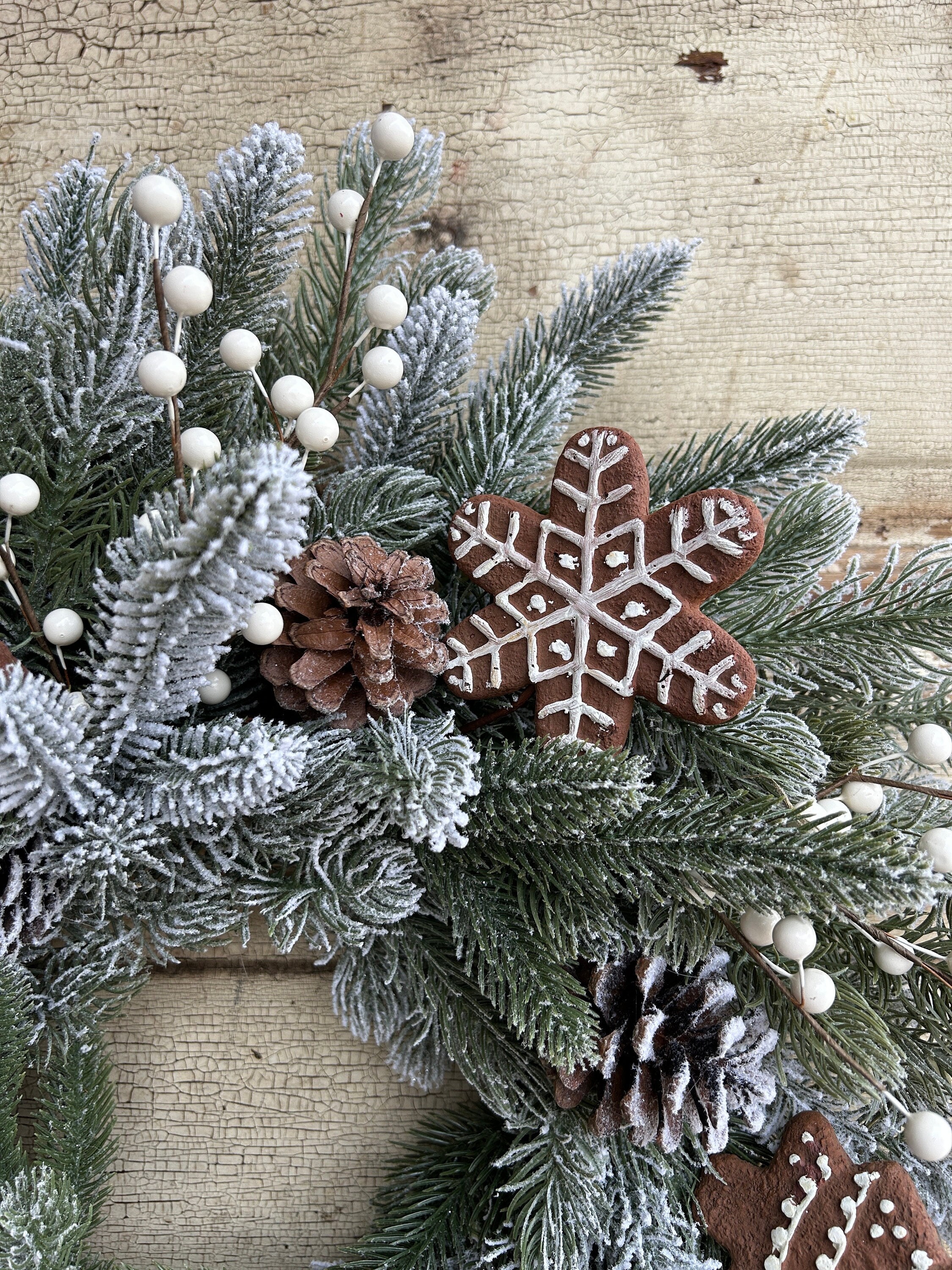 Gingerbread Christmas Wreath for Front Door, Gingerbread Kitchen Decor ...
