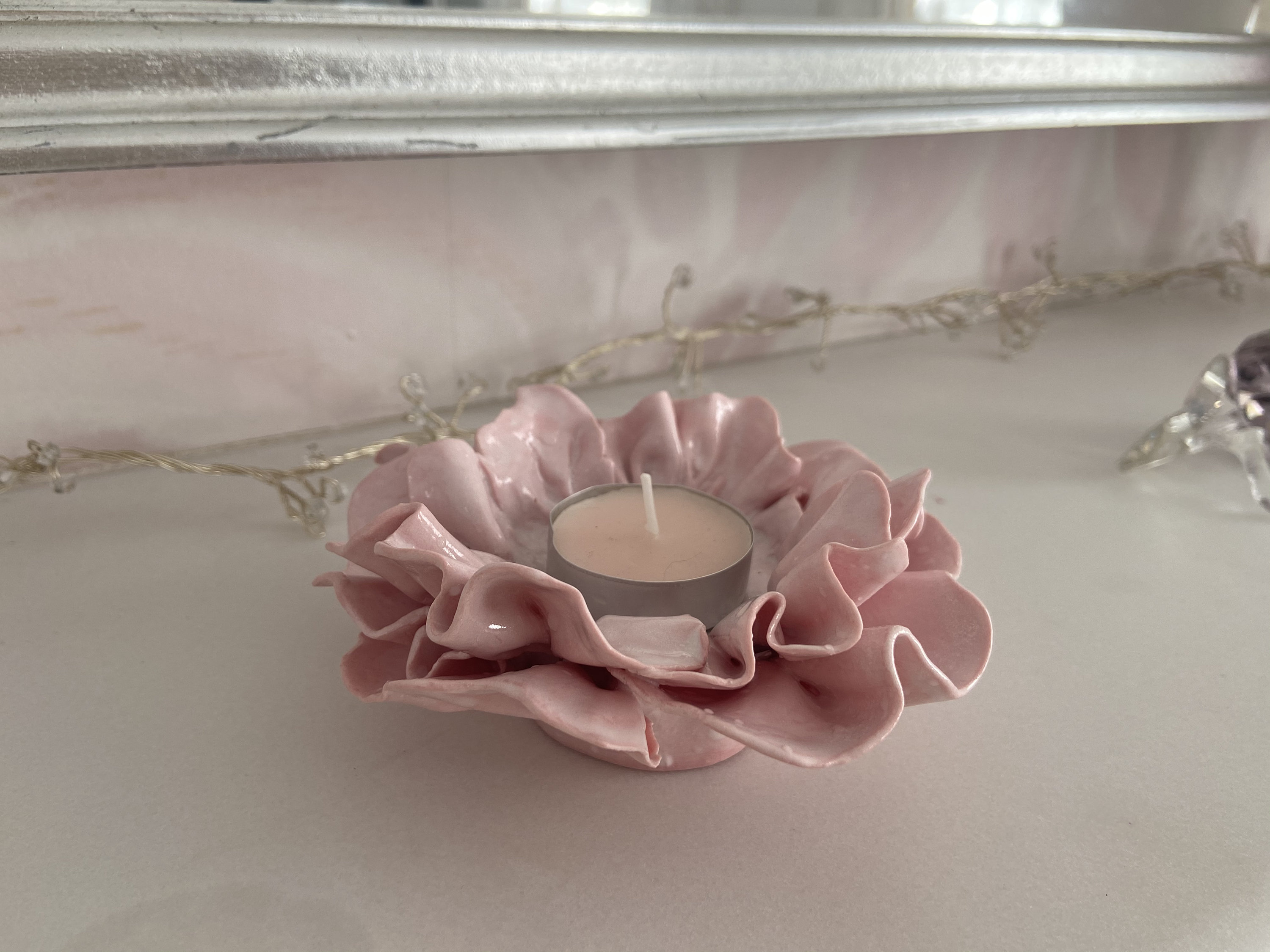 Pink Porcelain Candle Holder Handmade Tea Light Etsy