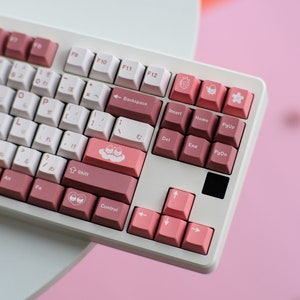 Replica GMK Daifuku Cherry Profile PBT Dye Sub Pink White Keycaps Set ...
