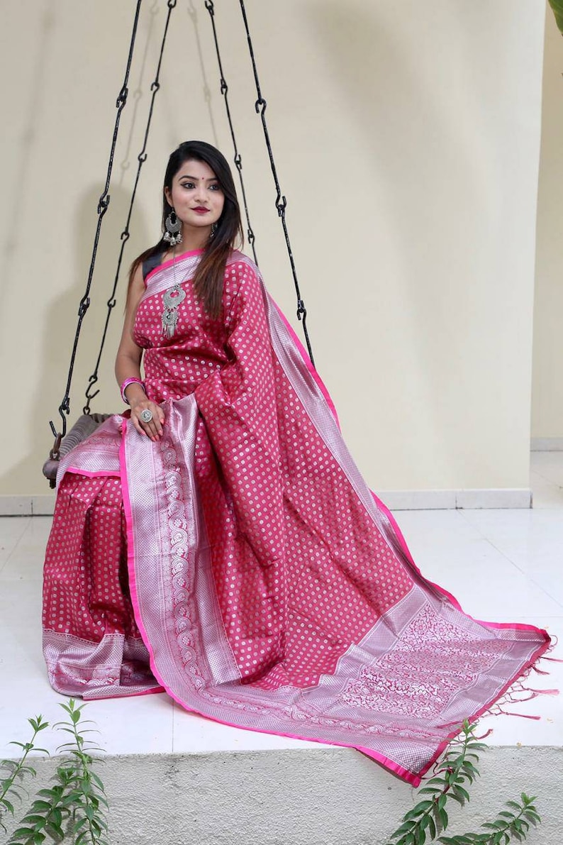 red saree soft silk saree wedding saree saree blouse,designers saree Lichi silk saree silvar zari work saree jecard weaving saree