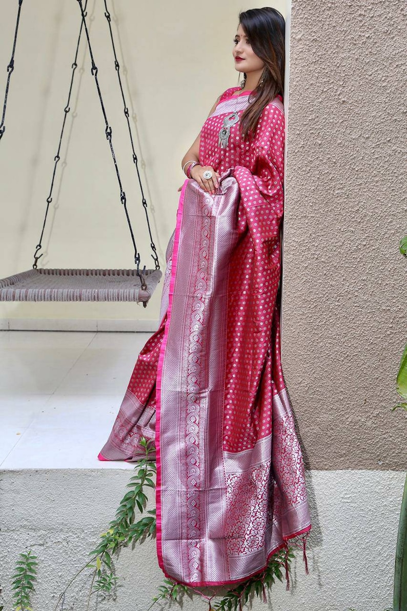 red saree soft silk saree wedding saree saree blouse,designers saree Lichi silk saree silvar zari work saree jecard weaving saree