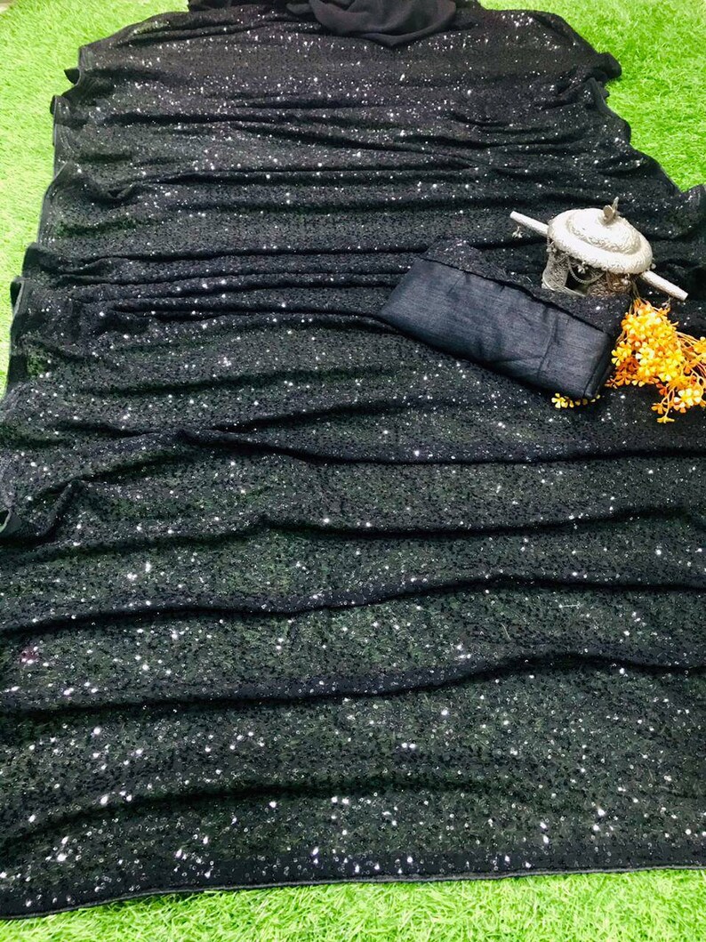 designers saree Georgette saree saree blouse,bridal saree embroidery work saree sequence work saree women/'s saree black saree sari