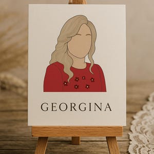 Cartões de lugar personalizados para convidados, Cartões de lugar personalizados com retratos, Nomes de lugar de mesa personalizados, Cartões de lugar ilustrados para convidados de casamento