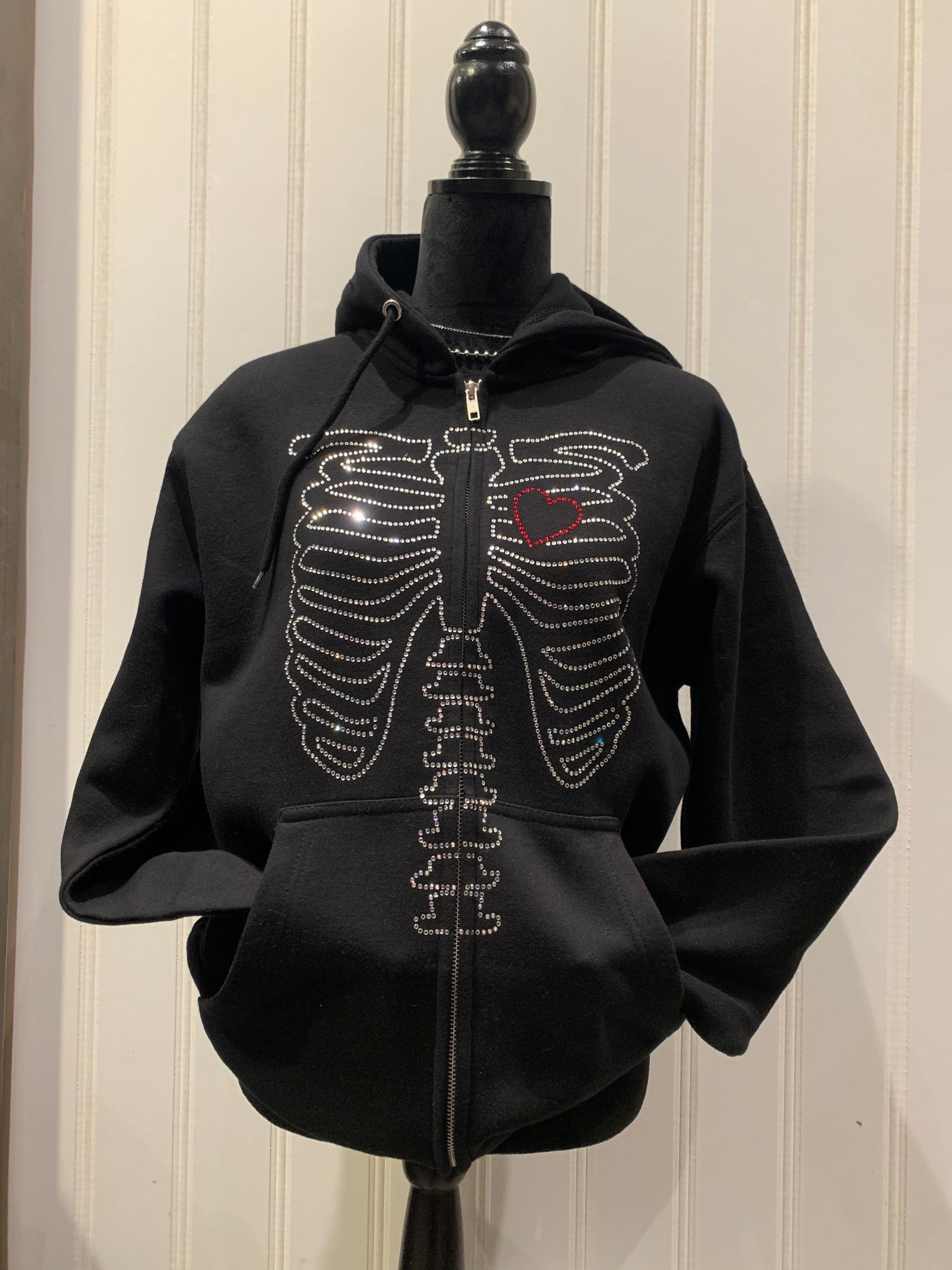 Big Rib Cage Zip up Hoodie Etsy UK