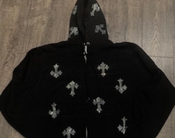 Small Rhinestone Cross Zip UP - Etsy