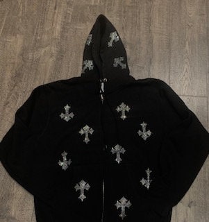 Rhinestone Cross Zip Up - Etsy