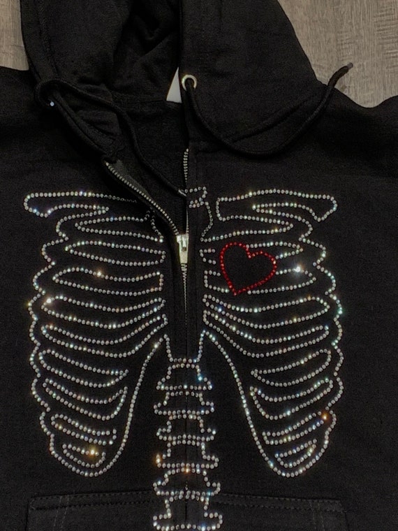 Big Rib Cage Zip up Hoodie Etsy Norway