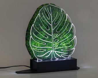 80s clear glass lamp with frosted monstera leaves  clear lamp  glass lamp  monstera lamp  plant decor  decorative lamp  leaf lamp