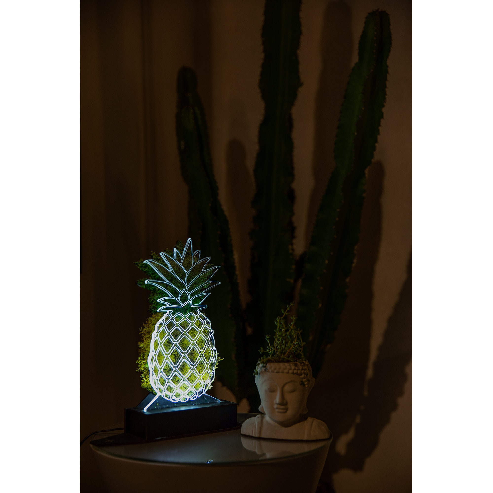 Pineapple Moss Lamp Pineapple Table Lamp Tropical 3D Led Etsy