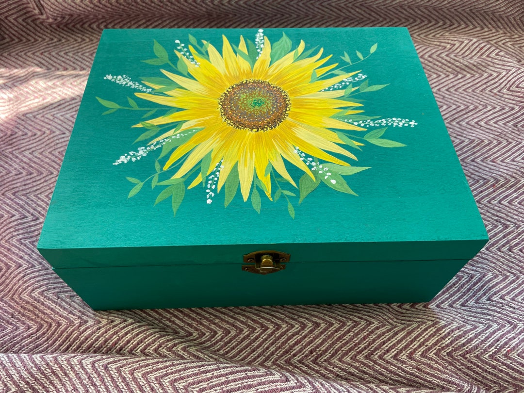 Beautiful Original Hand Painted Box With Sunflower Designideal for