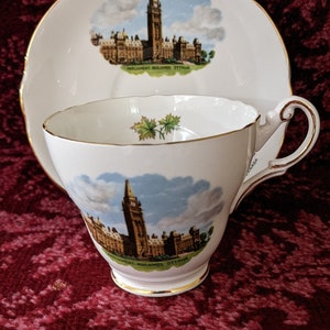 Vintage Regency Teacup and Saucer Bone China England Canadian Parliament Building