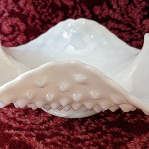 Vintage Milk Glass Hobnail Dish w/ Handles Probably Fenton