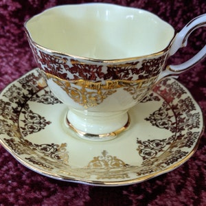 Vintage Royal Albert Teacup and Saucer Yellow Gold