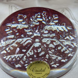 Vintage Crystal Paper Weight Clear Lead Crystal Snowflake Design France