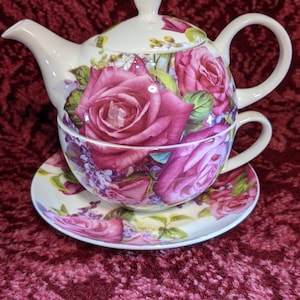 Juego de té para uno vintage Maxwell & Williams, porcelana fina, color lila y rosa