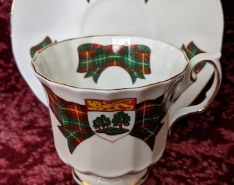 Vintage Elizabethan Bone China Teacup and Saucer Prince Edward Island Tartan