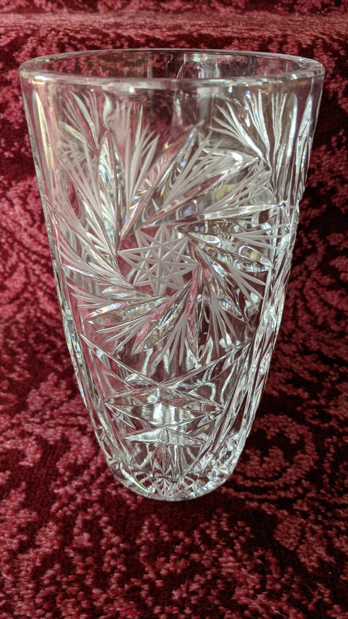 Vintage Pinwheel Crystal Heavy Tall Vase 7 3/4 Etsy