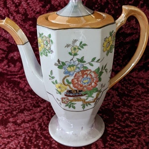 Vintage Teapot Hand Painted Floral Bone China Japan