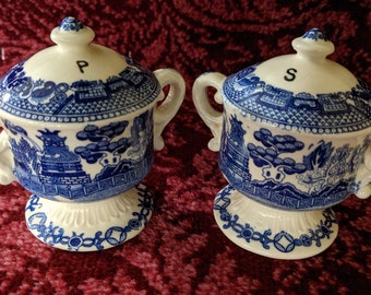 Blue Willow inspired yarn bowl lovebirds chinoiserie