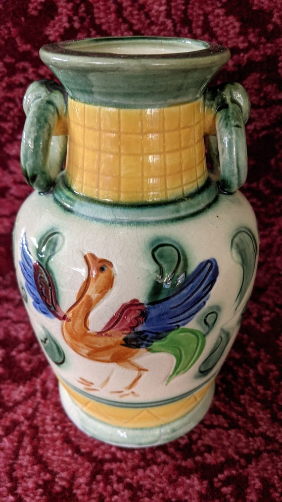 Vintage Bird Vase Hand Painted Made in Japan Etsy