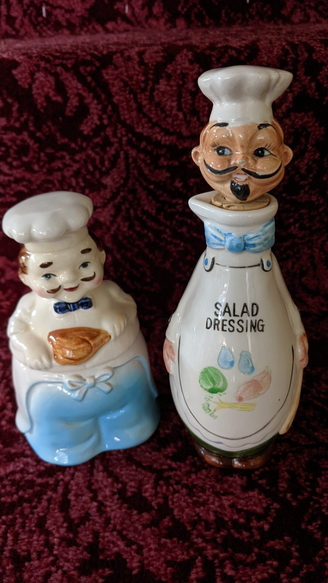 Vintage Salad Dressing/marmalade Ceramic Bottles Chefs Forms Etsy