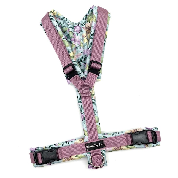 Lead harness, dog harness, Y-harness, dog harness, flowers, garden, color selection possible