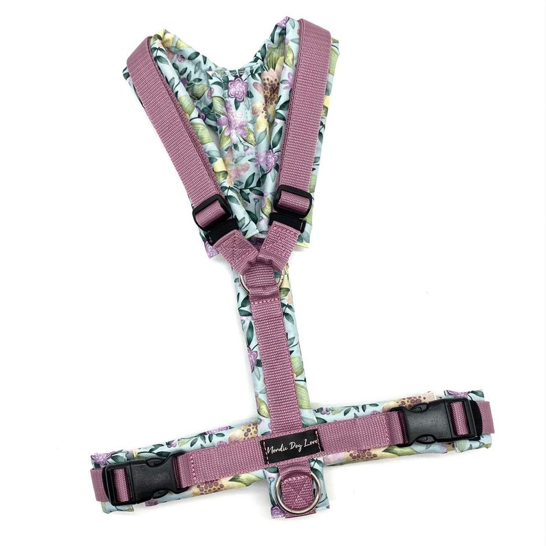 Lead harness, dog harness, Y-harness, dog harness, flowers, garden, color selection possible image 1