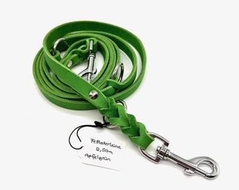 Buy now greased leather leash in apple green, leather leash, dog leash