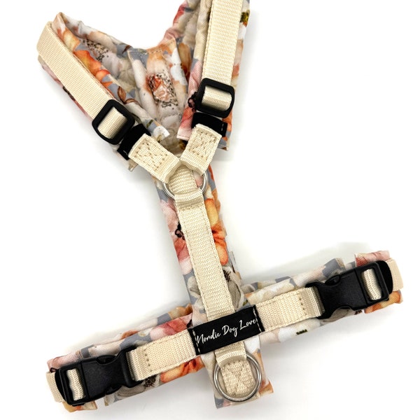 Lead harness, dog harness, Y-harness, dog harness in winter floral design, choice of colors possible