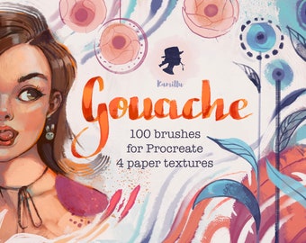 100 Gouache Brushes for Procreate