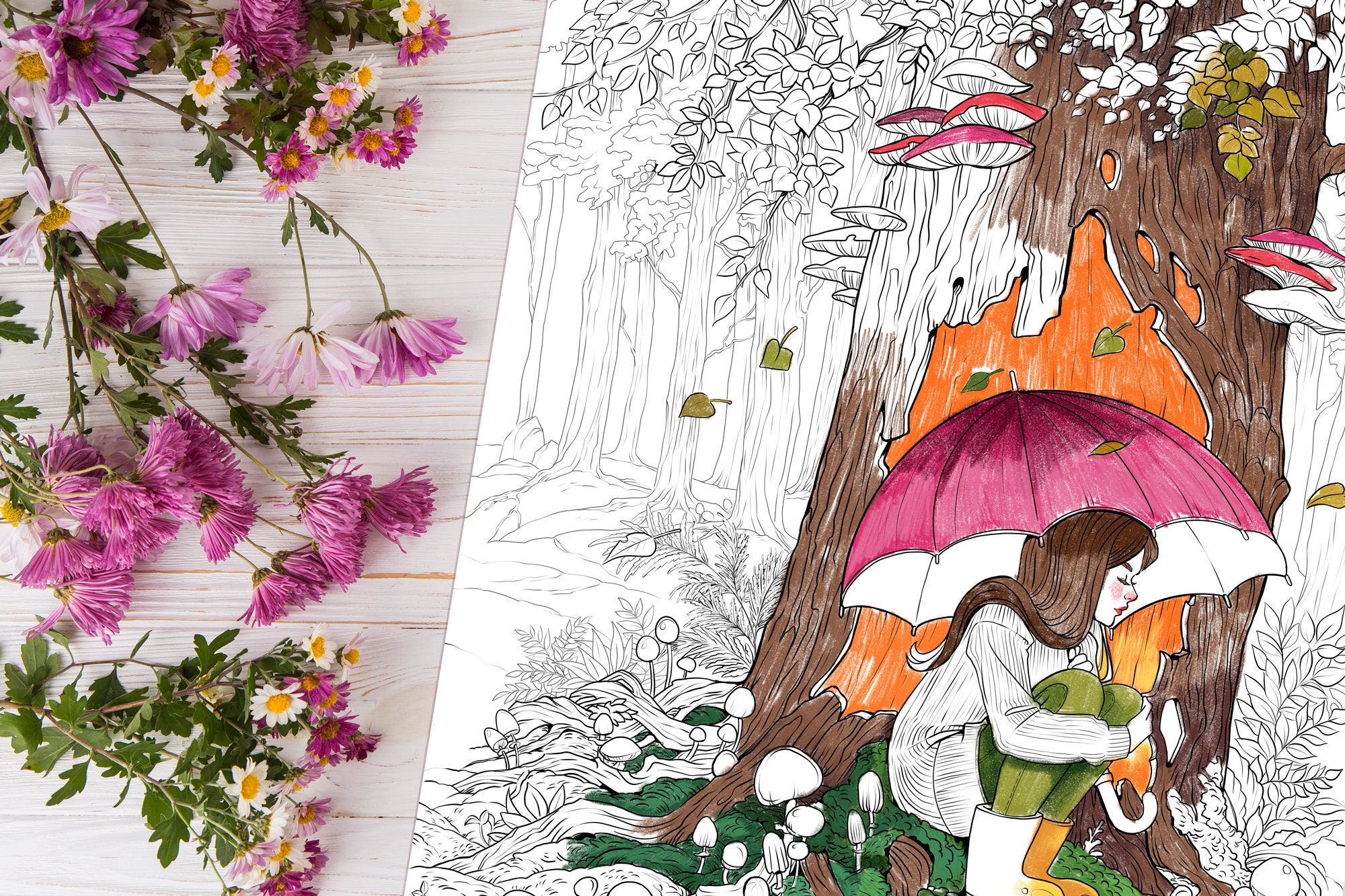 Autumn Printable Coloring Pages Set - Etsy