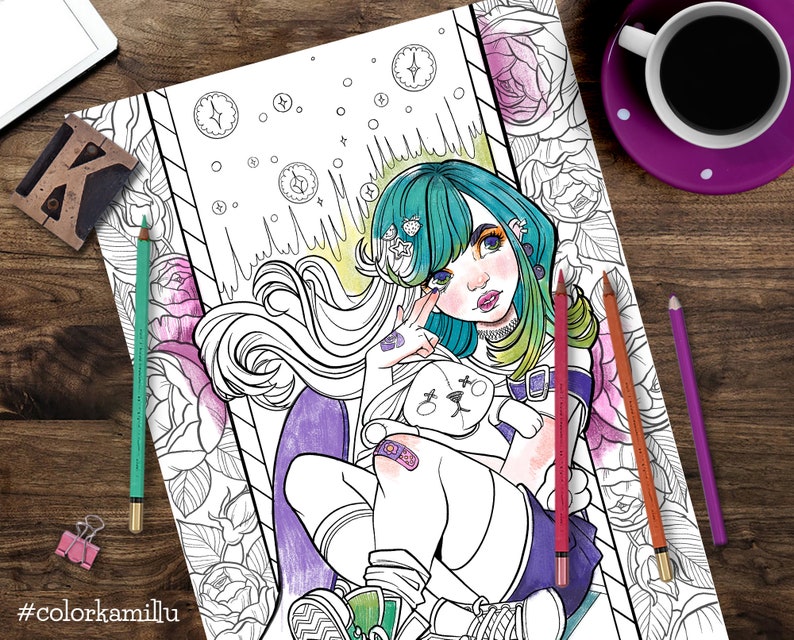 Printable Coloring Page 90s Teen - Etsy