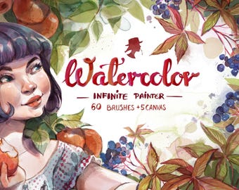 60 Watercolor Brushes for Infinite Painter